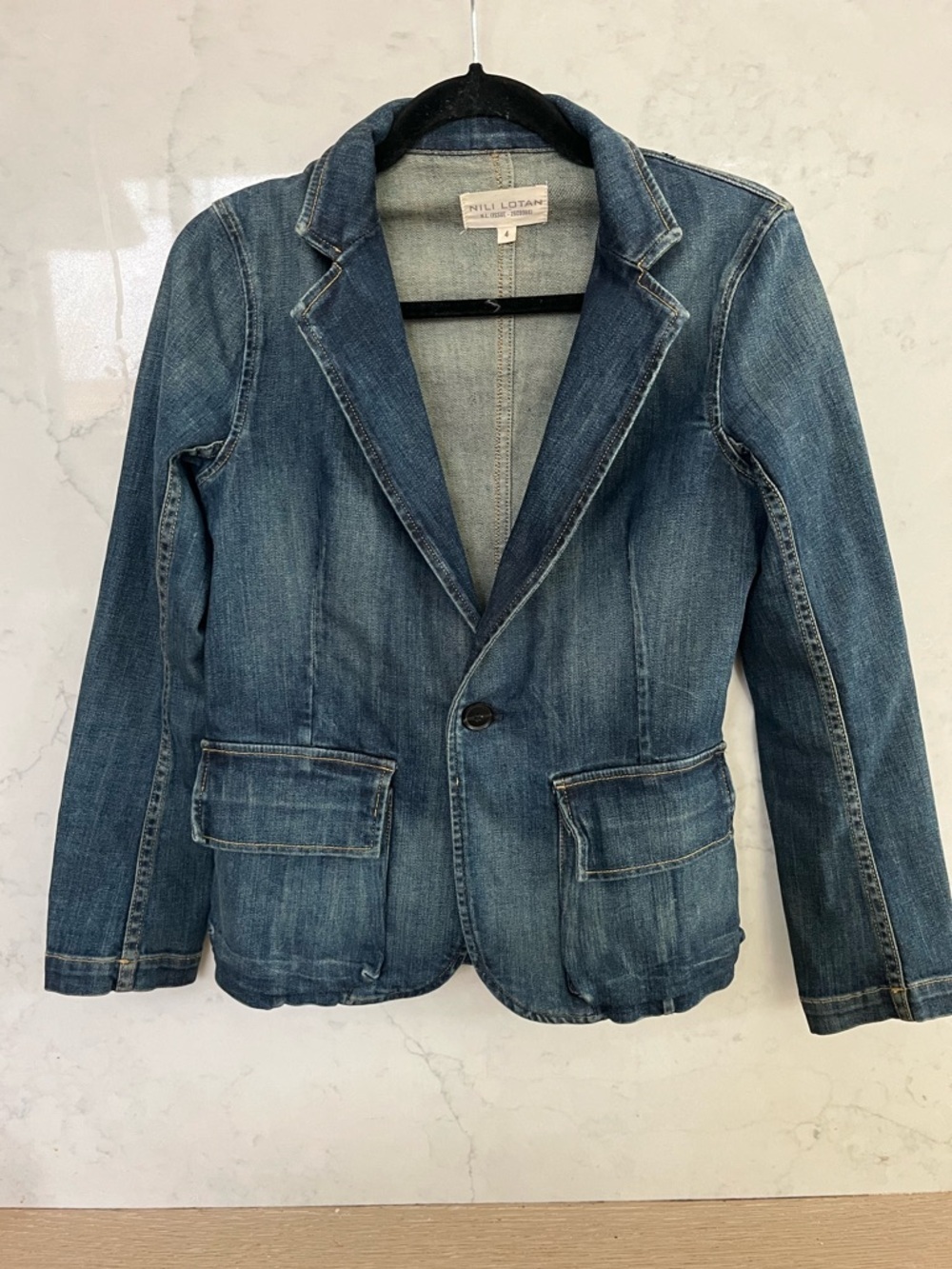 Nili Lotan Women's Denim Blazer Jacket - Blue Sz 4 - Picture 2 of 7